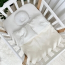 Paturica bebe din satin si material tricotat cu pilota si fundita, milky (4)